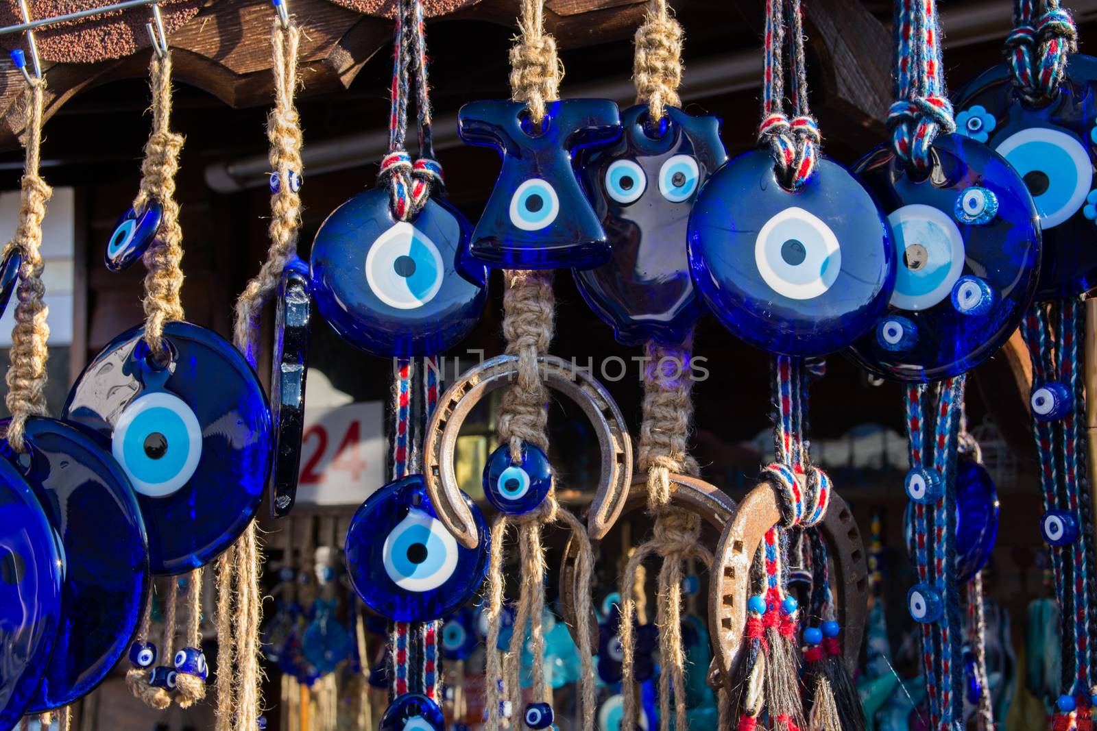 Evil eye bead souvenirs.broken glass is melted and shaped. In culture and religious belief, the figure of the eye is regarded as a powerful amulet protecting evil. It is a powerful talisman in Turkish culture.