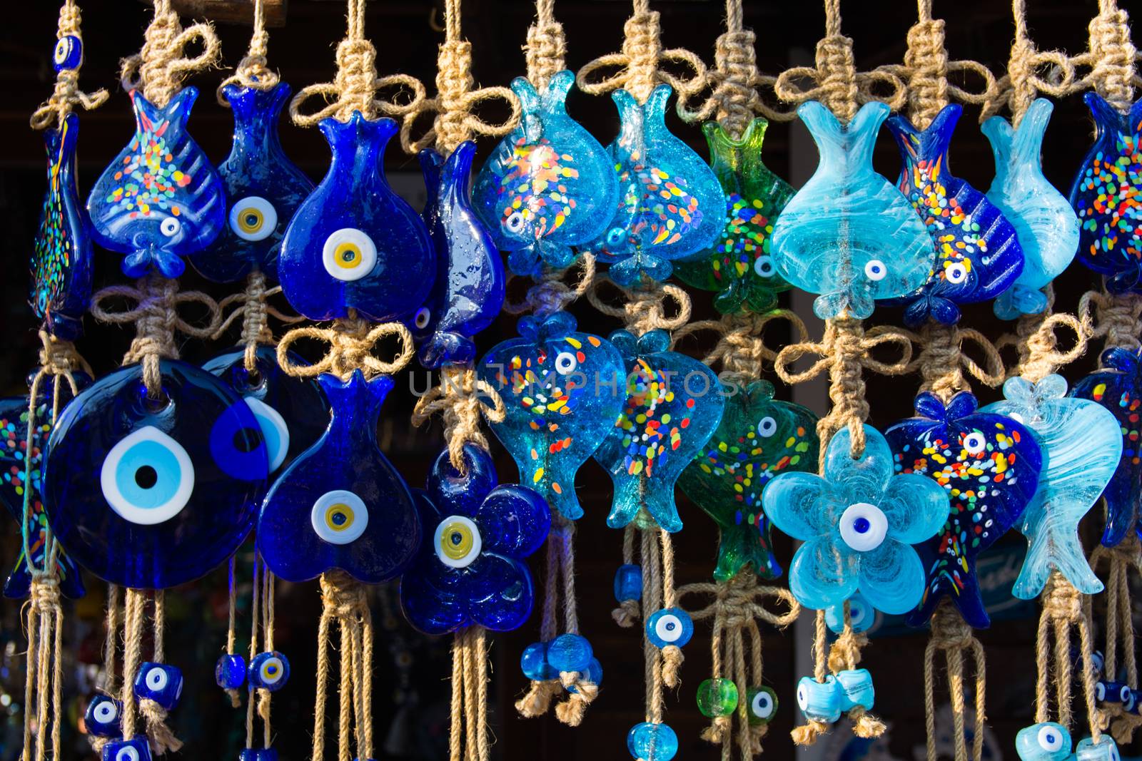 Evil eye bead souvenirs.broken glass is melted and shaped. In culture and religious belief, the figure of the eye is regarded as a powerful amulet protecting evil. It is a powerful talisman in Turkish culture.