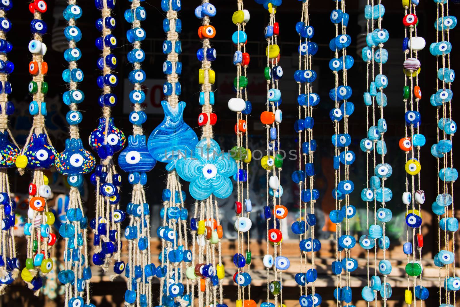 Evil eye bead souvenirs.broken glass is melted and shaped. In culture and religious belief, the figure of the eye is regarded as a powerful amulet protecting evil. It is a powerful talisman in Turkish culture.