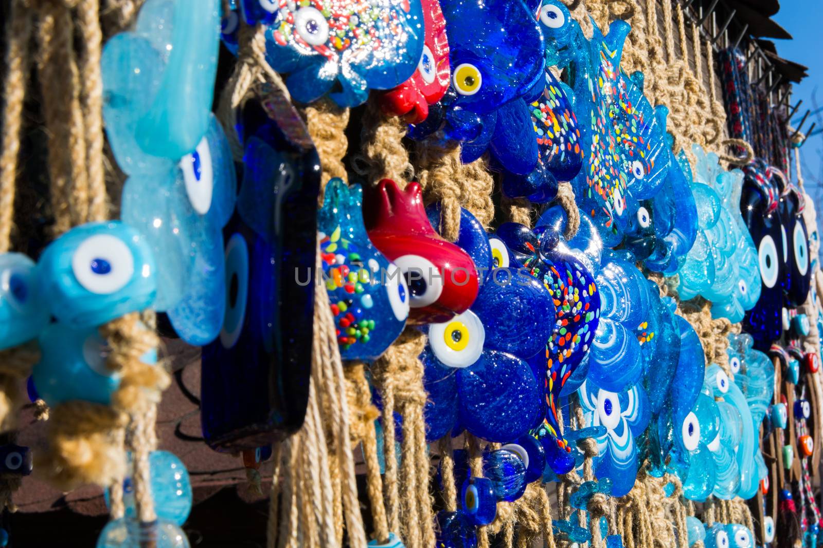 Evil eye bead souvenirs.broken glass is melted and shaped. In culture and religious belief, the figure of the eye is regarded as a powerful amulet protecting evil. It is a powerful talisman in Turkish culture.