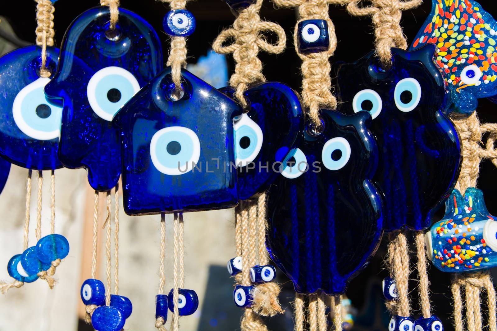 Evil eye bead souvenirs.broken glass is melted and shaped. In culture and religious belief, the figure of the eye is regarded as a powerful amulet protecting evil. It is a powerful talisman in Turkish culture.