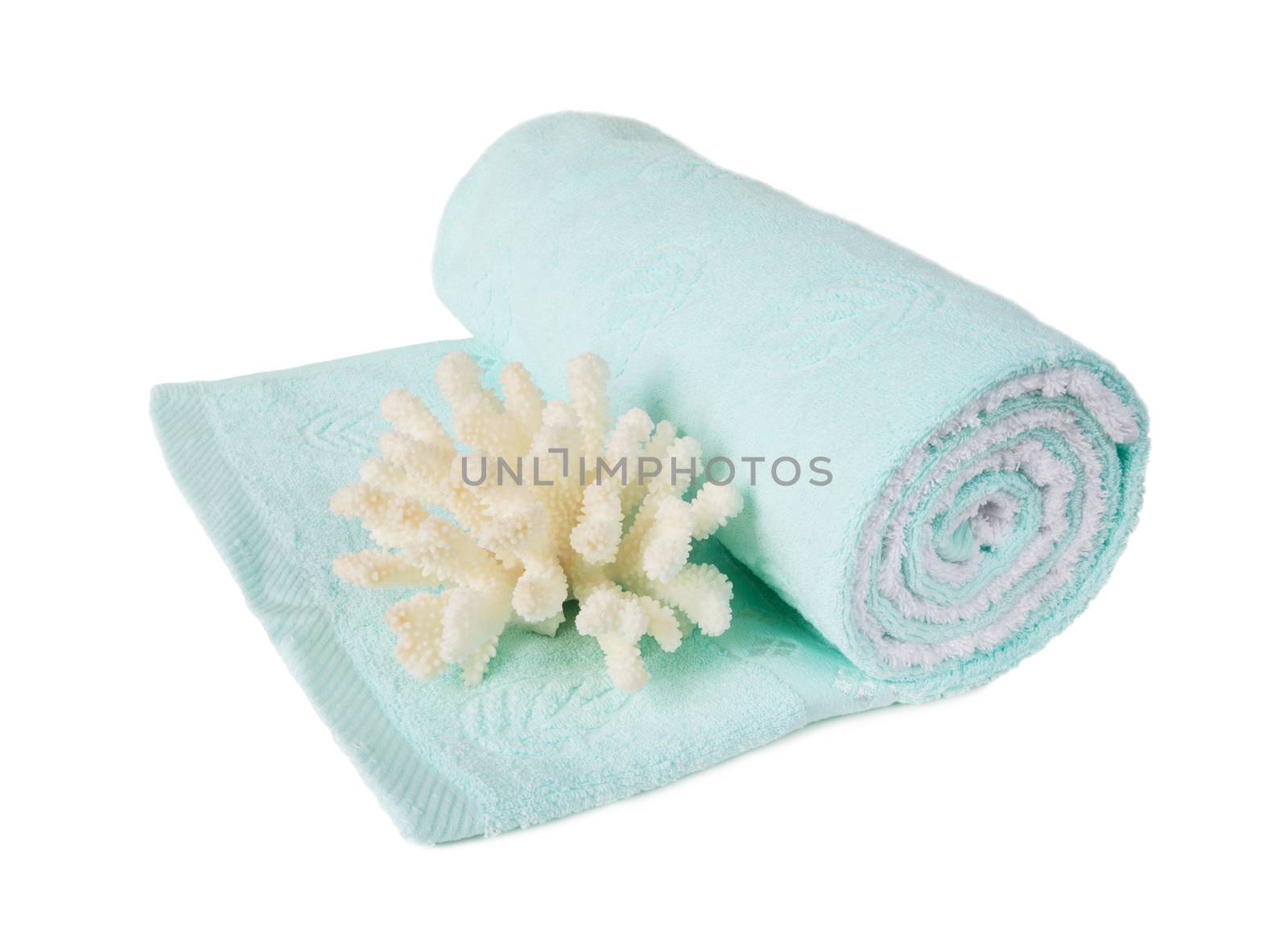 Towel and coral on white background by Epitavi