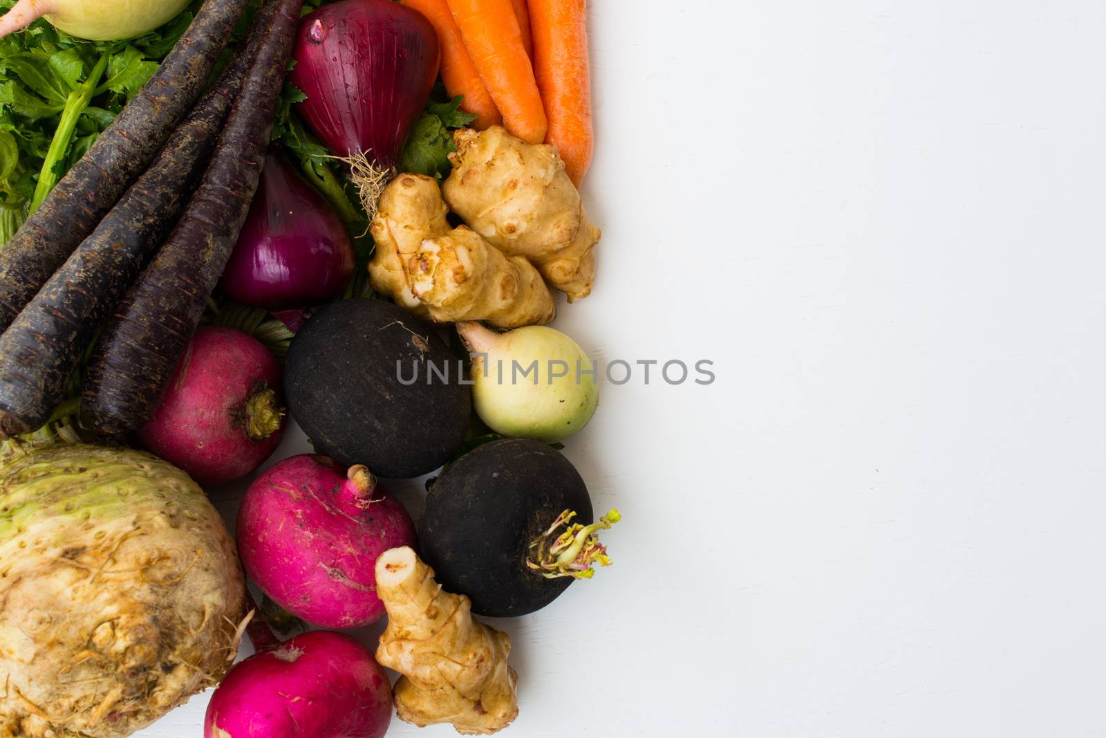 vegetable and fruit framework.harvest.winter and spring. healthy nutrition background of different vegetables on table. Organic food background. isolated white background. Top view. Free space for your text