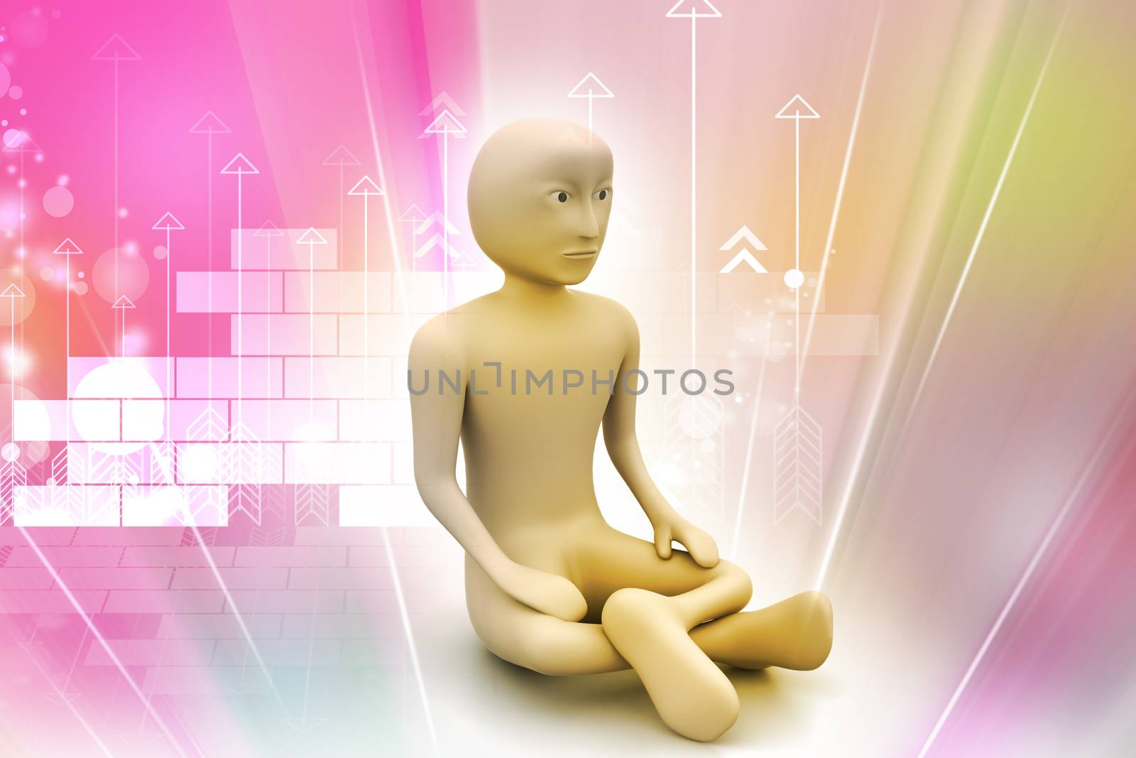 3d man in meditation   by rbhavana