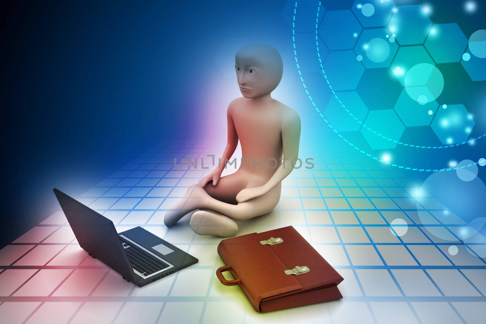 3d business man in meditation   by rbhavana