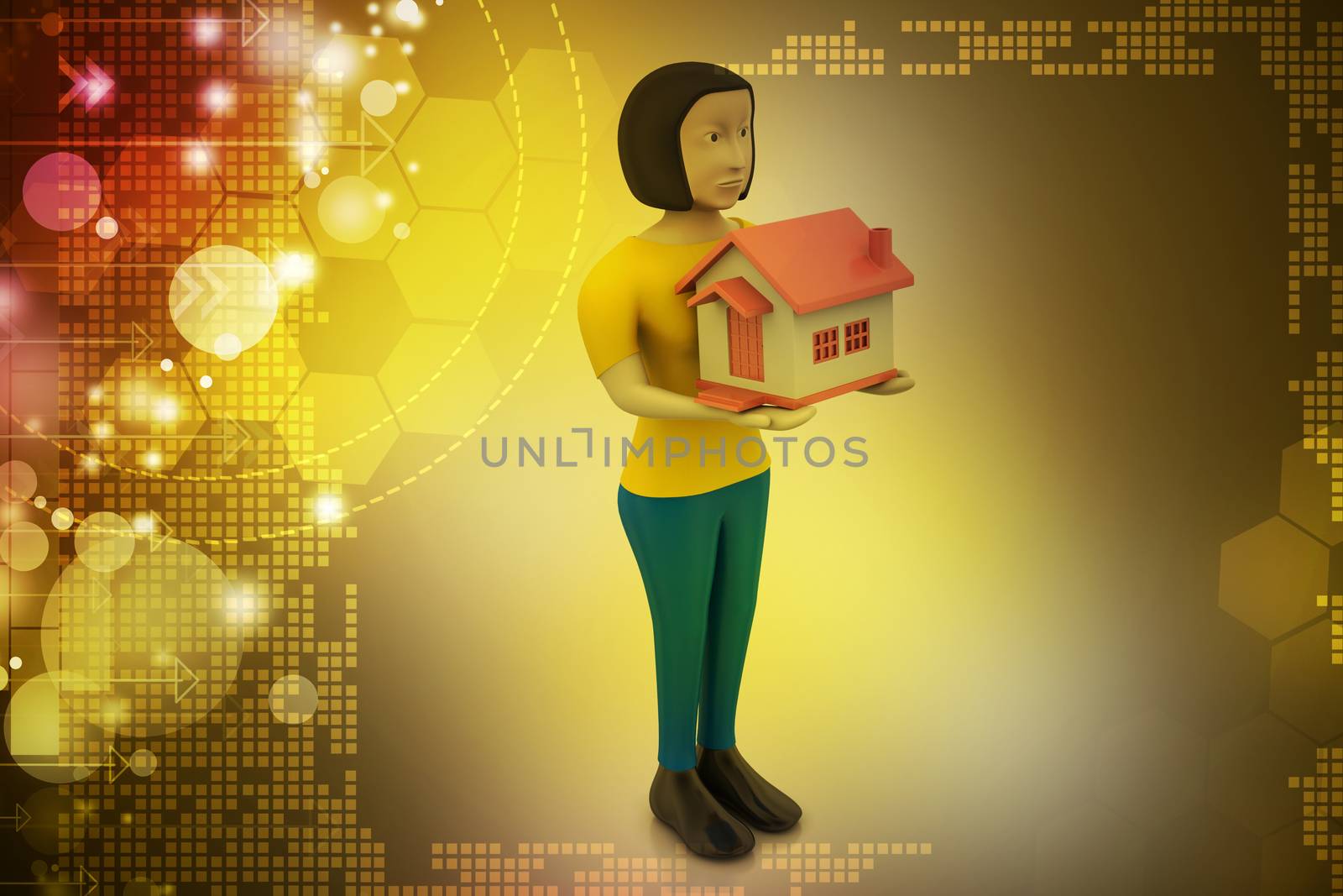 3d women with home