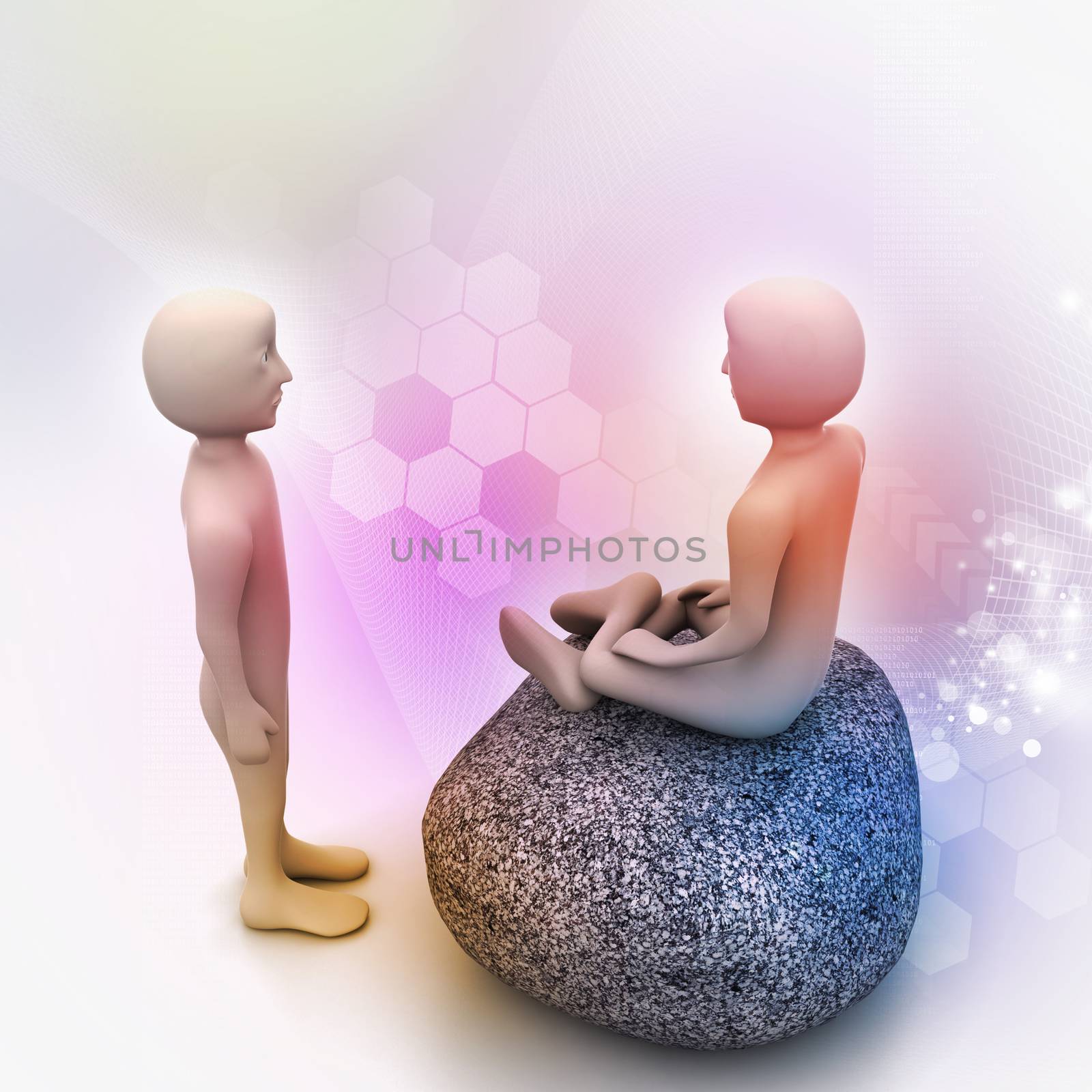 3d people in meditation  