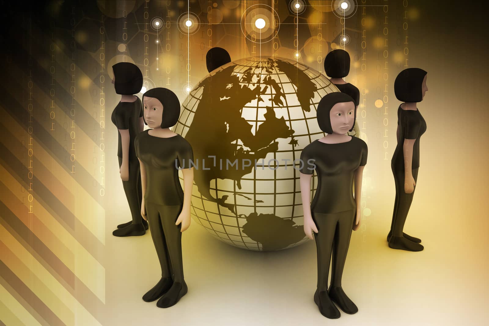 people around a globe representing social networking  
