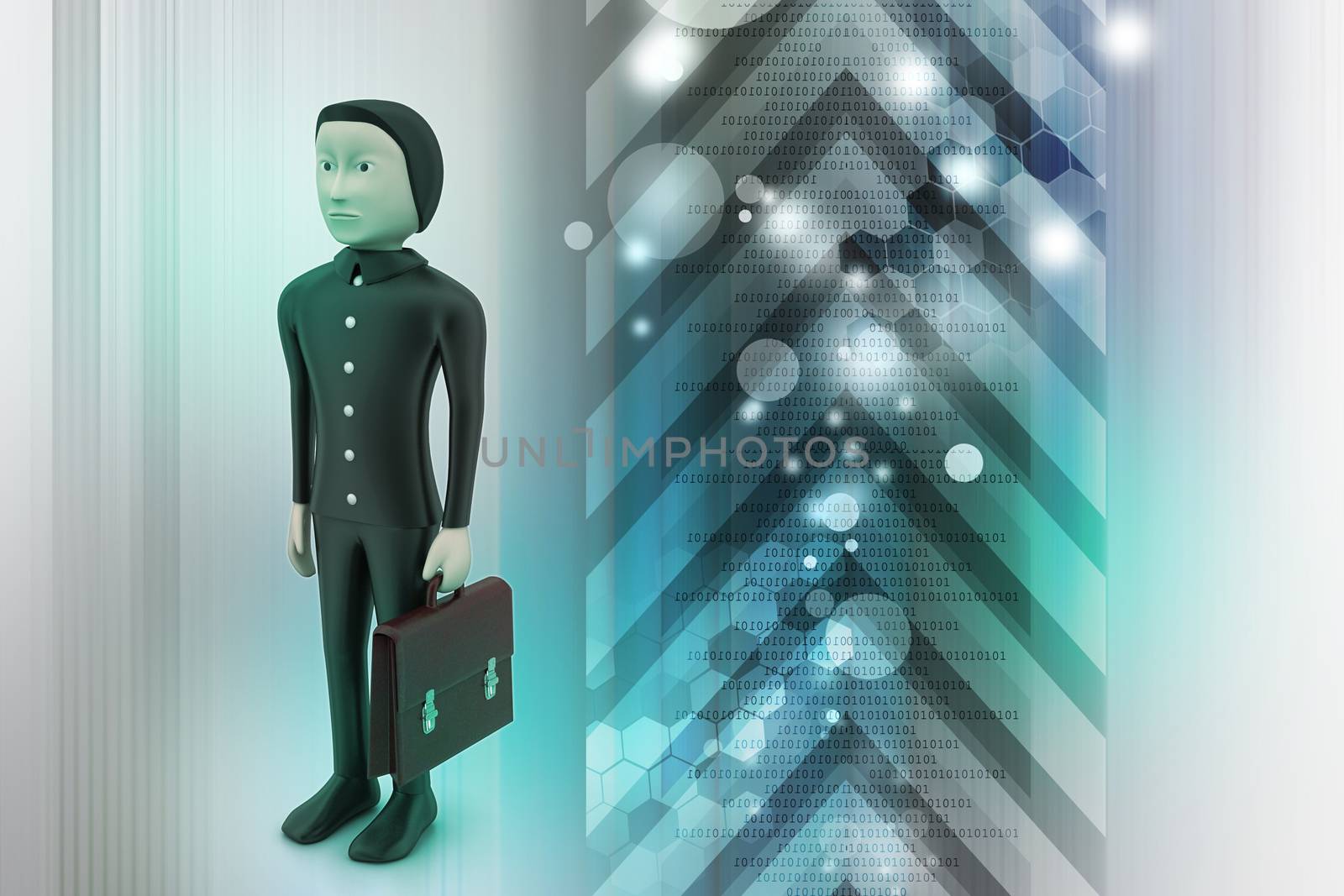 3d business man with briefcase