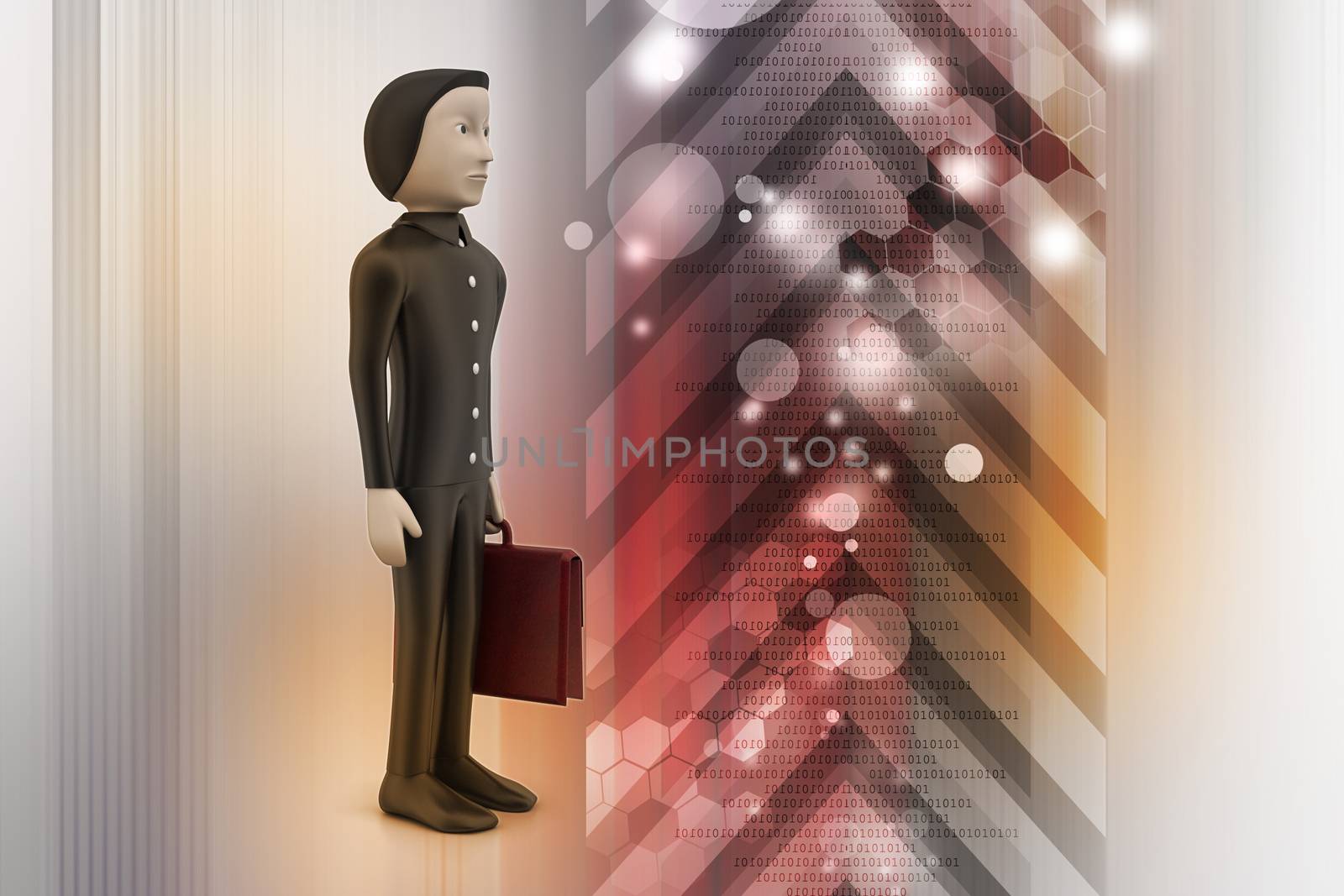 3d business man with briefcase