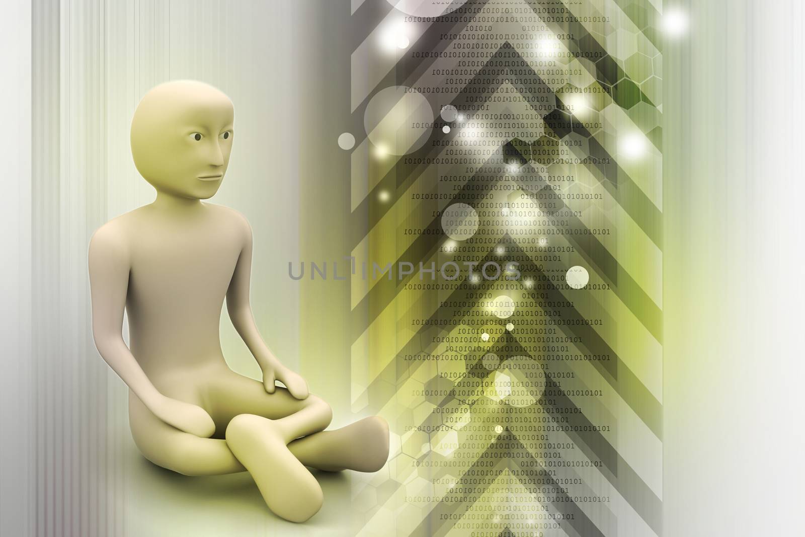 3d man in meditation  