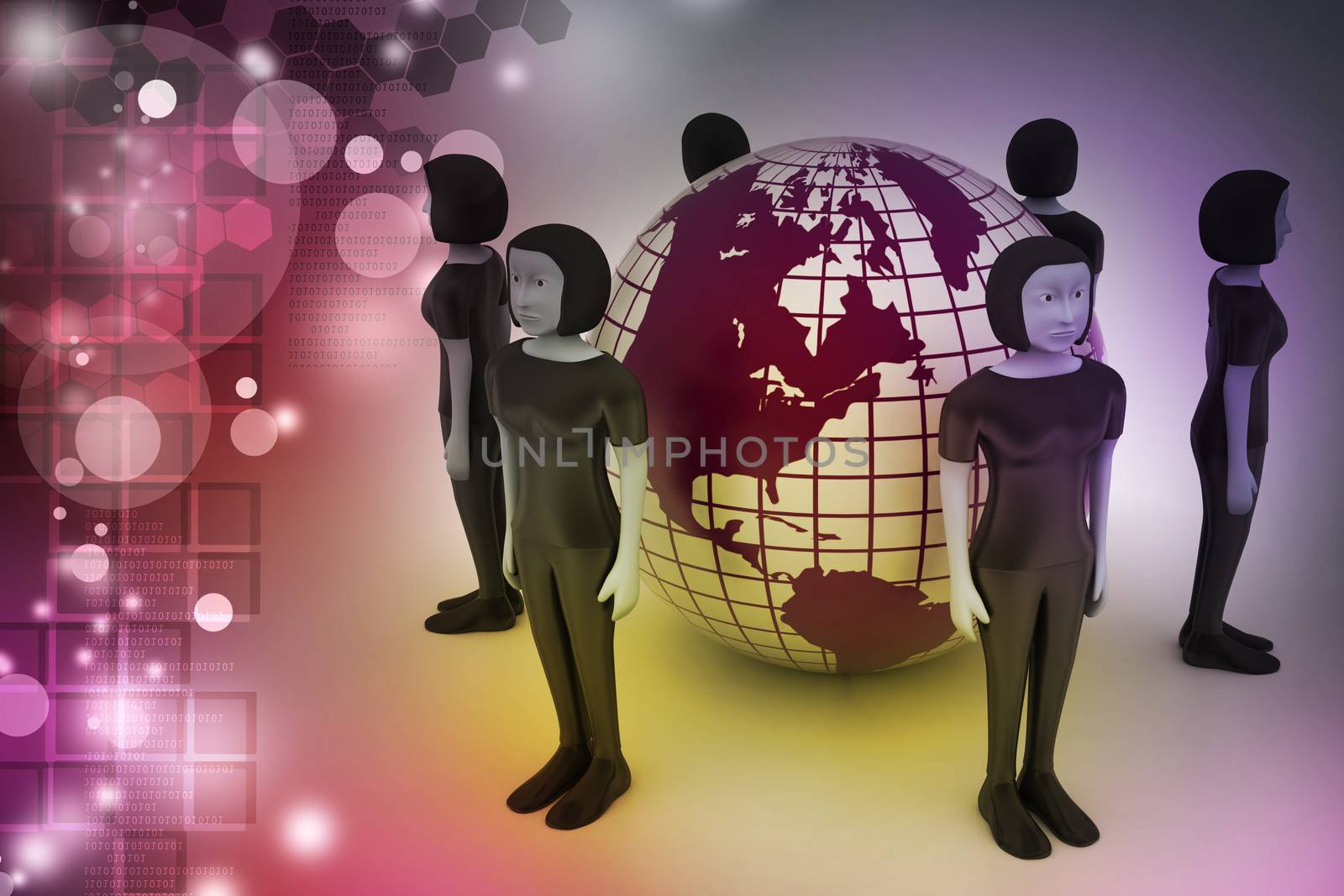 people around a globe representing social networking  