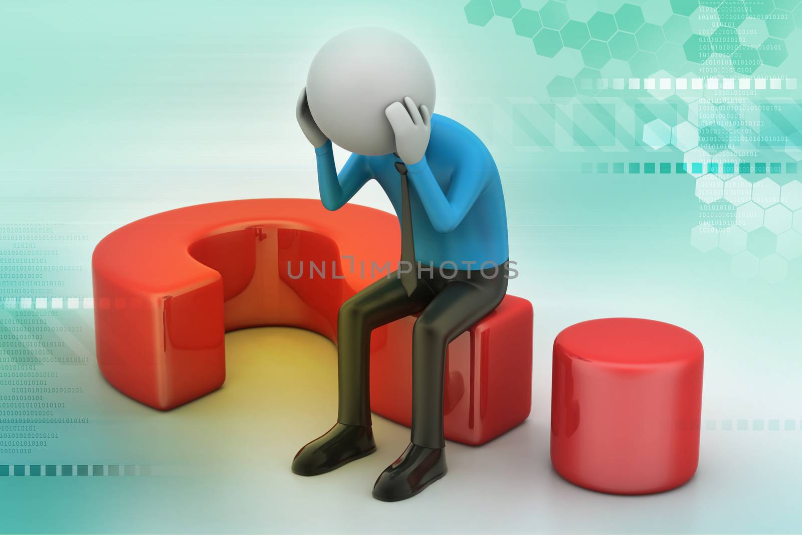 man sitting on a question mark. Business concept. by rbhavana