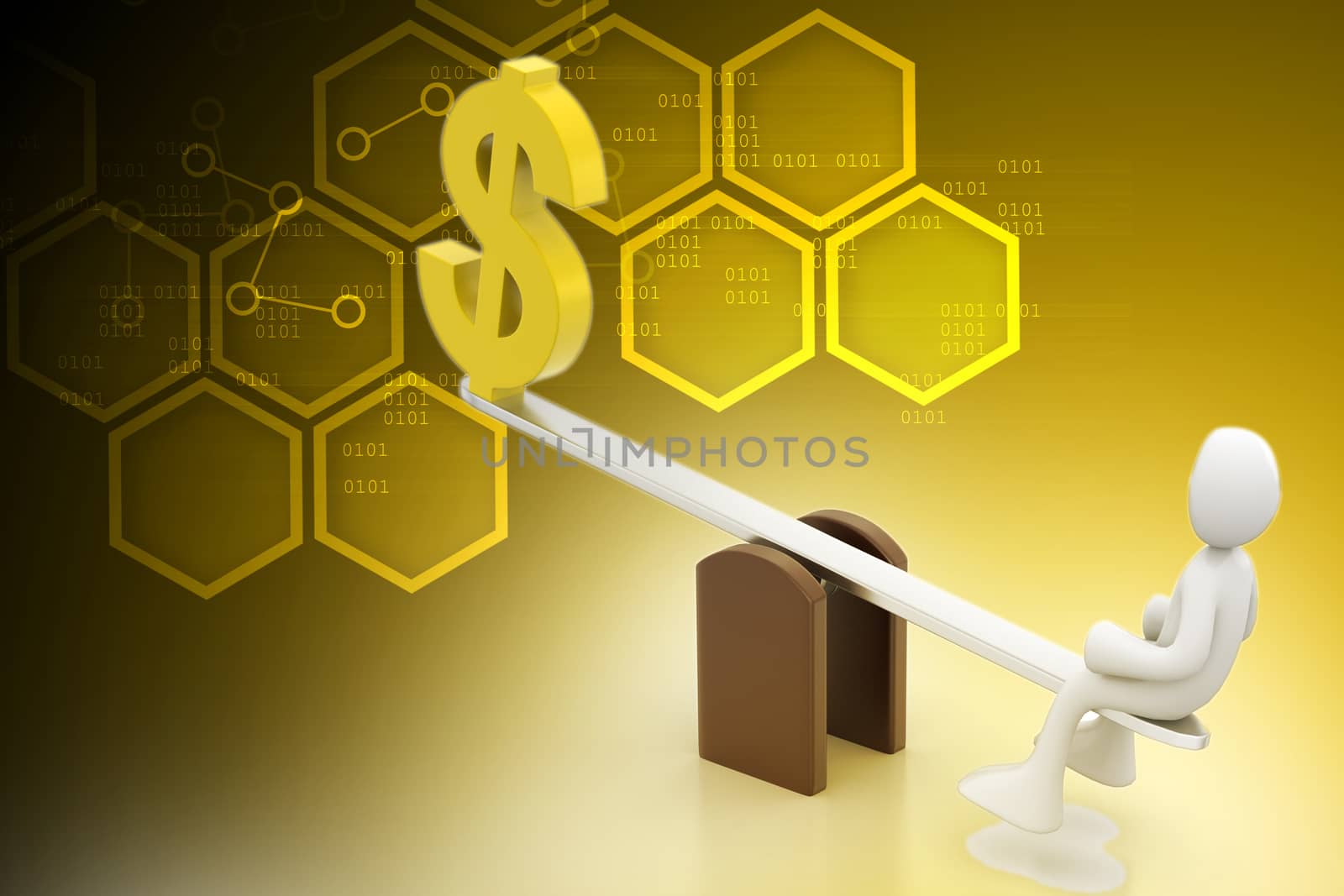 3d man balancing with dollar sign by rbhavana