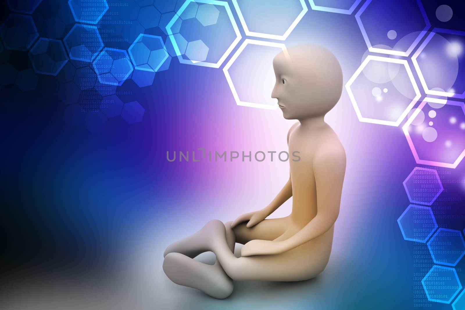 3d man in meditation   by rbhavana