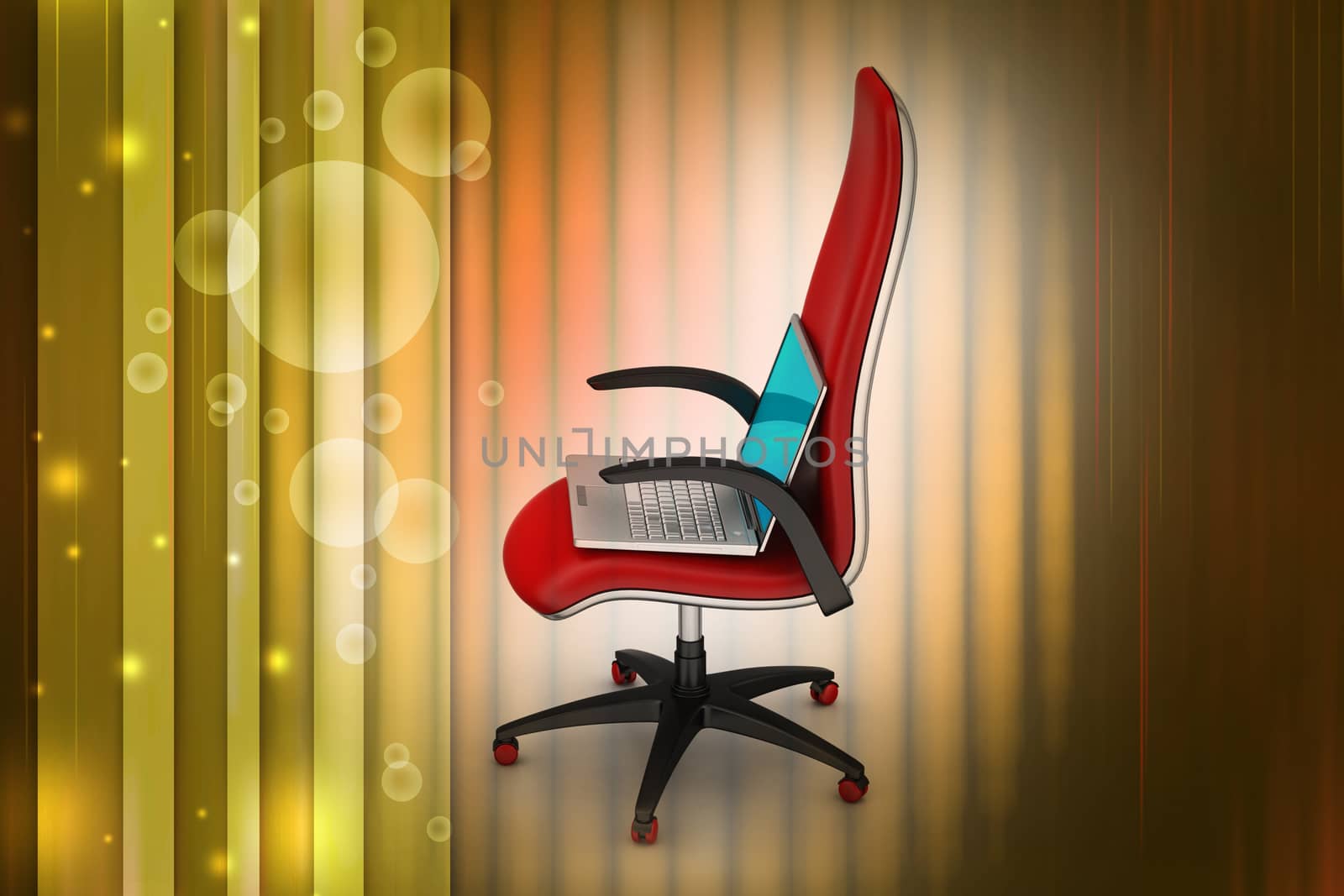 notebook on the chair. Isolated o the  background. by rbhavana