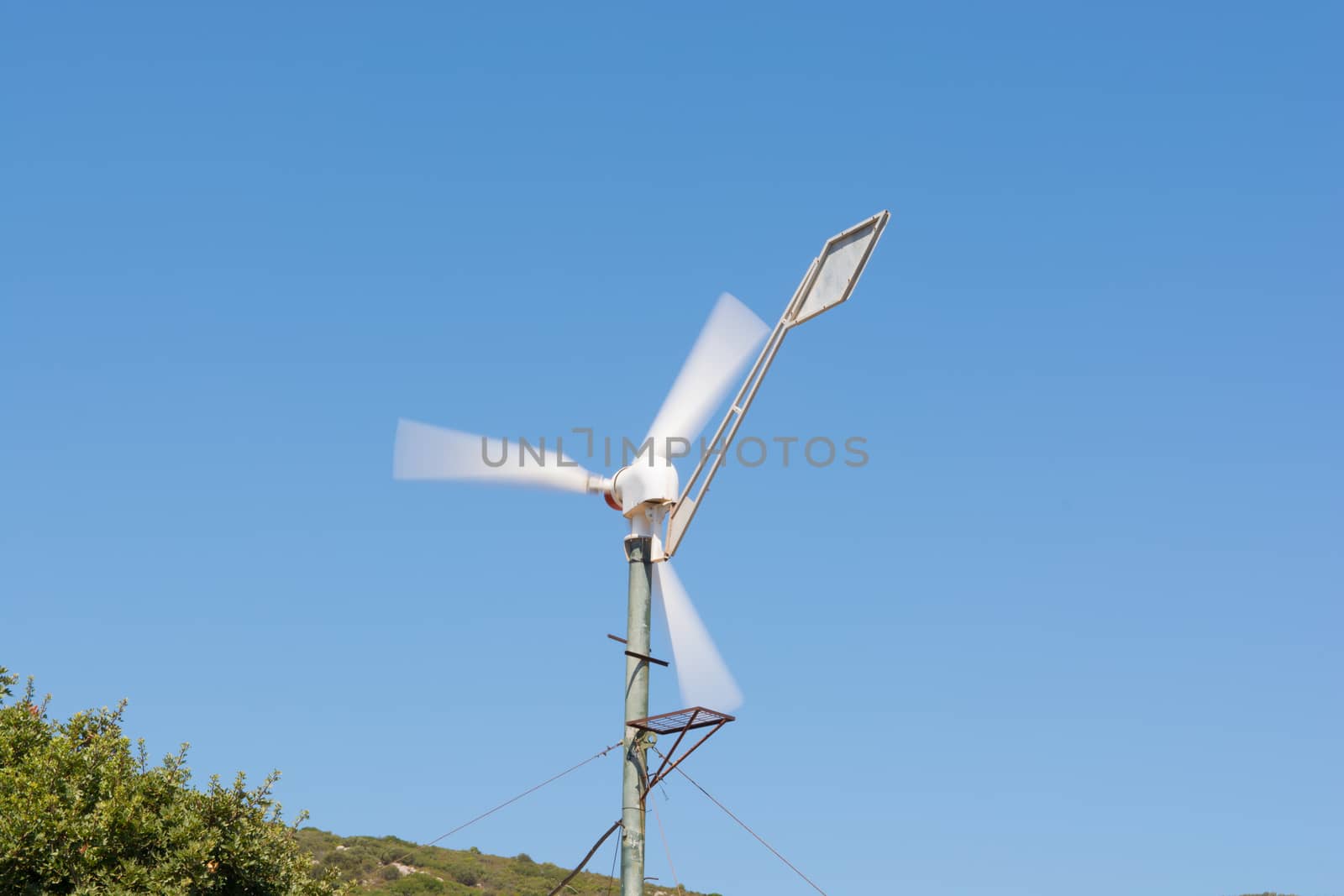 wind turbines for generating electricity. mechanical power turns into electricity