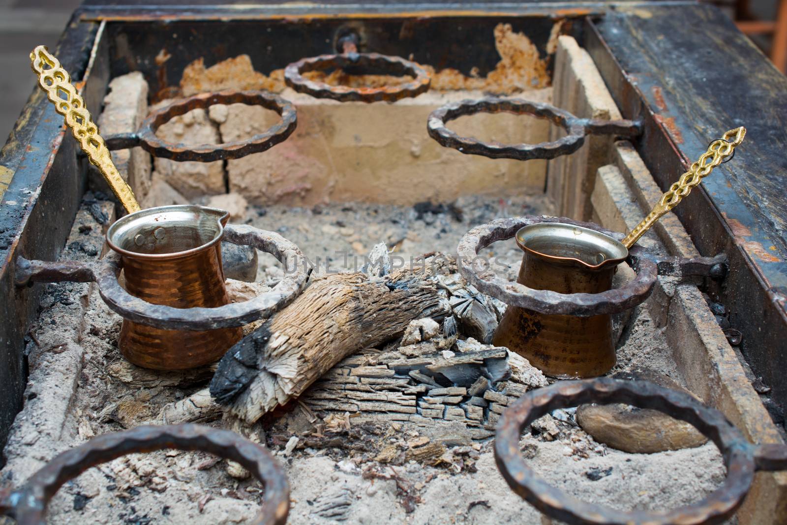 barbecue, cooking Turkish coffee. cooking, drink is a different pleasure