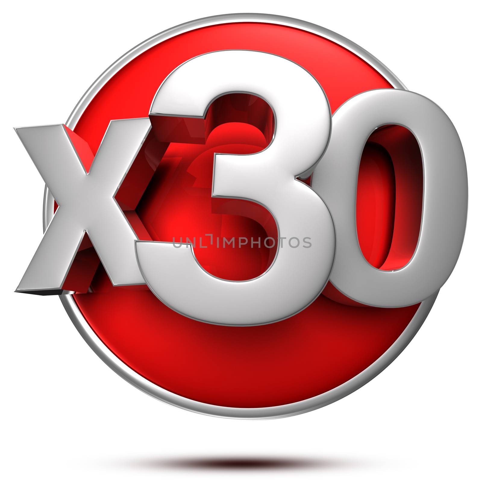 x30 3d rendering on white background.(with Clipping Path).