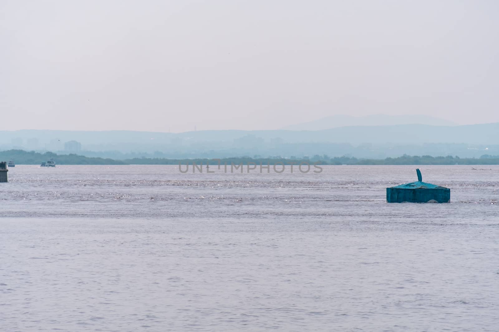 Flood on the Amur river near the city of Khabarovsk. The level of the Amur river at around 494 centimeters.