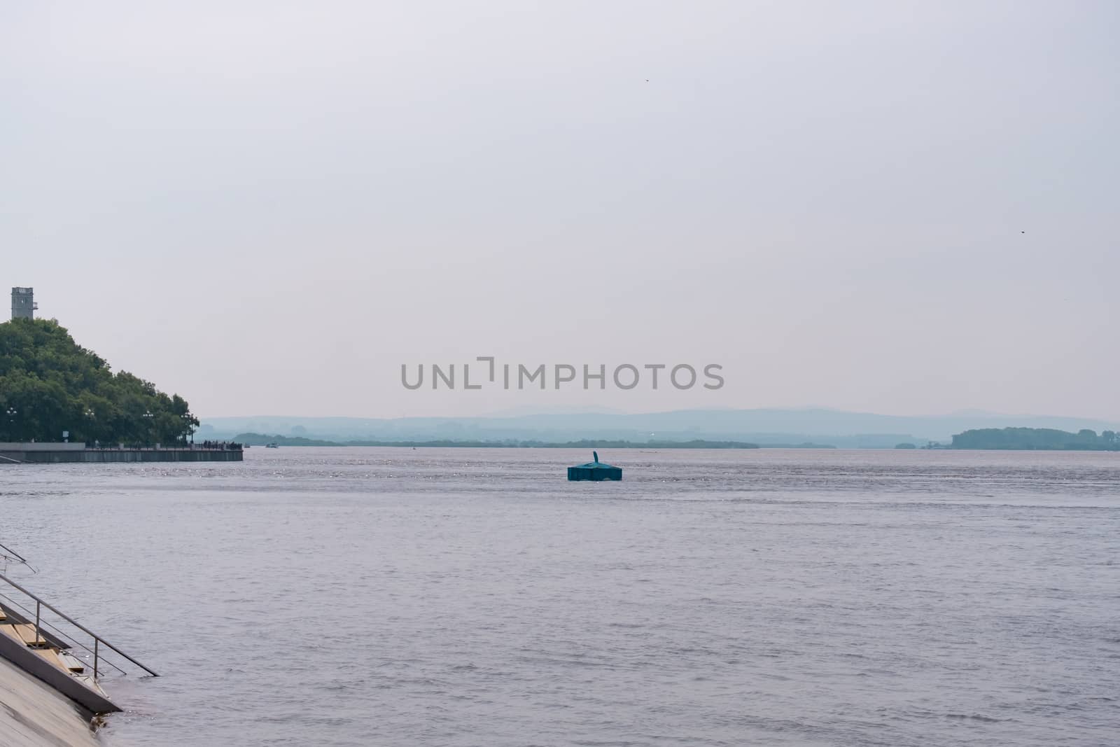 Flood on the Amur river near the city of Khabarovsk. The level of the Amur river at around 494 centimeters.