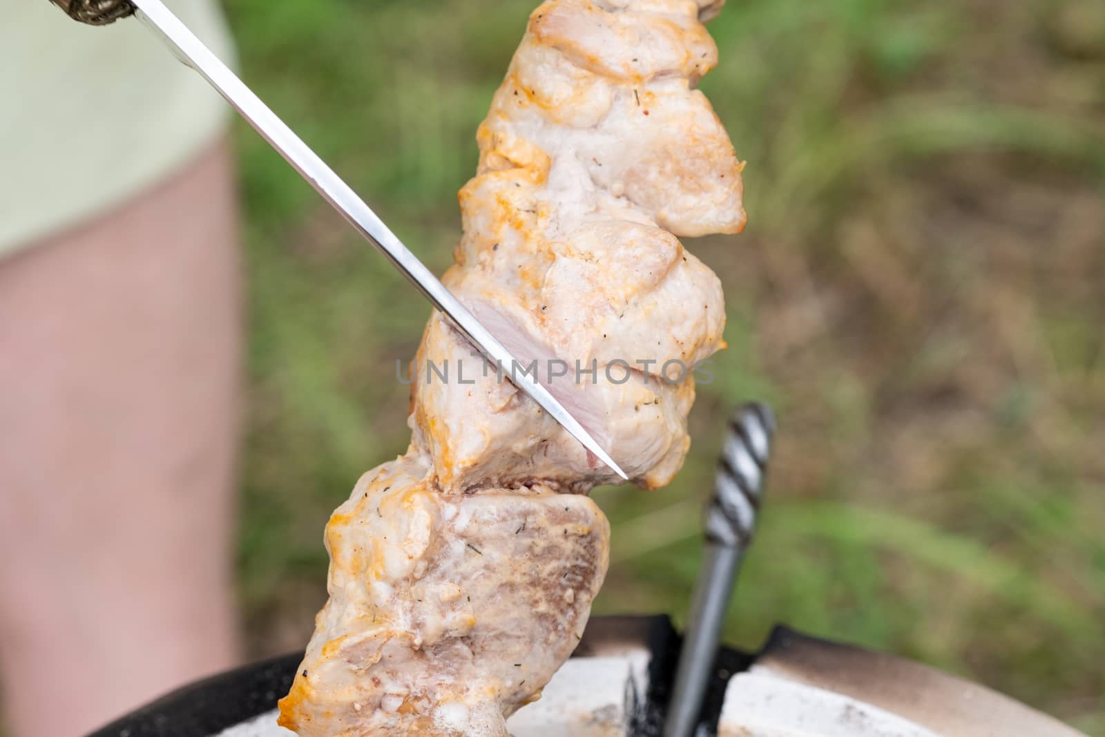 Skewers in the tandoor. Cooking kebab of meat in a tandoor