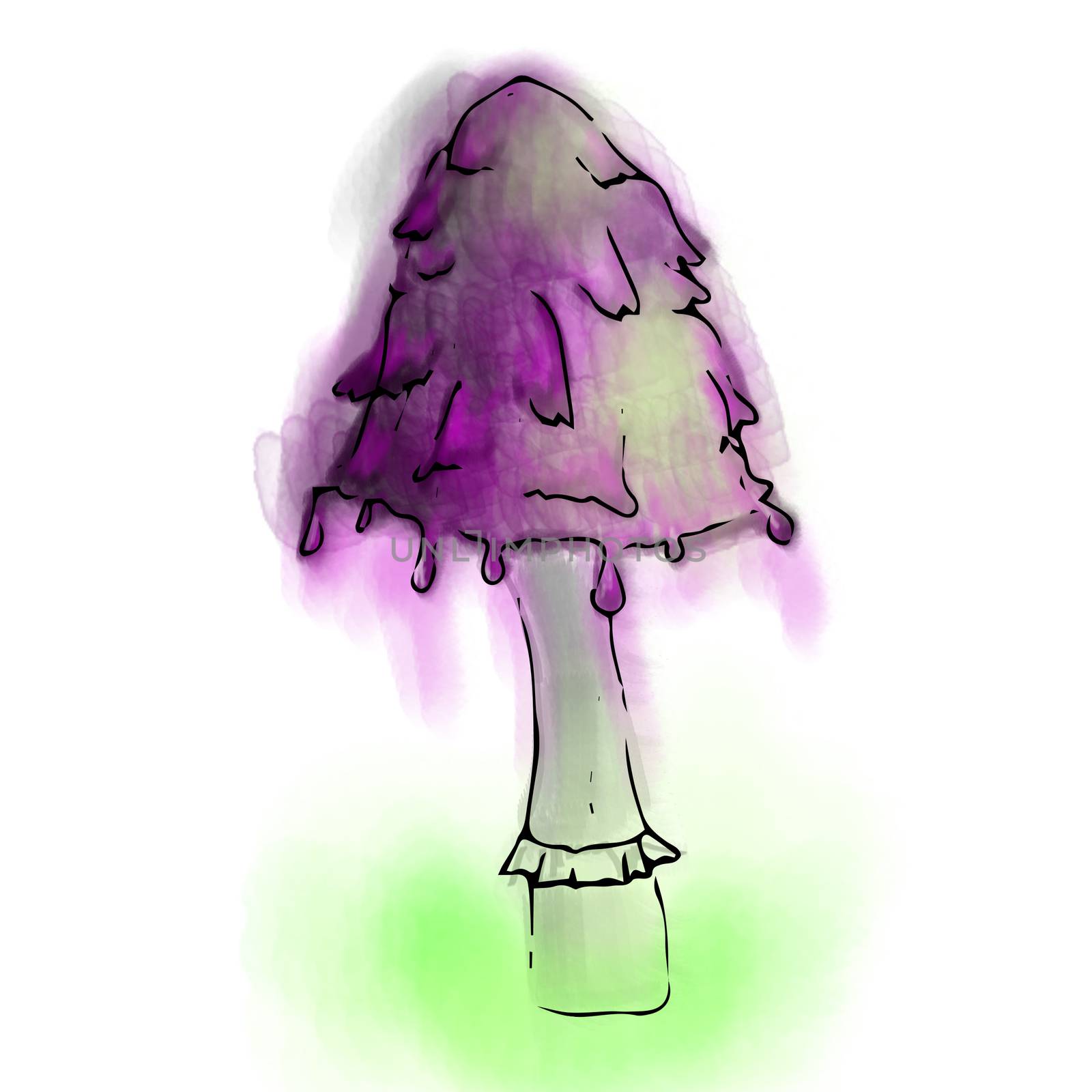 Hallucinogenic mushrooms grow in the forest. Hallucinations after taking psychotropic substances.