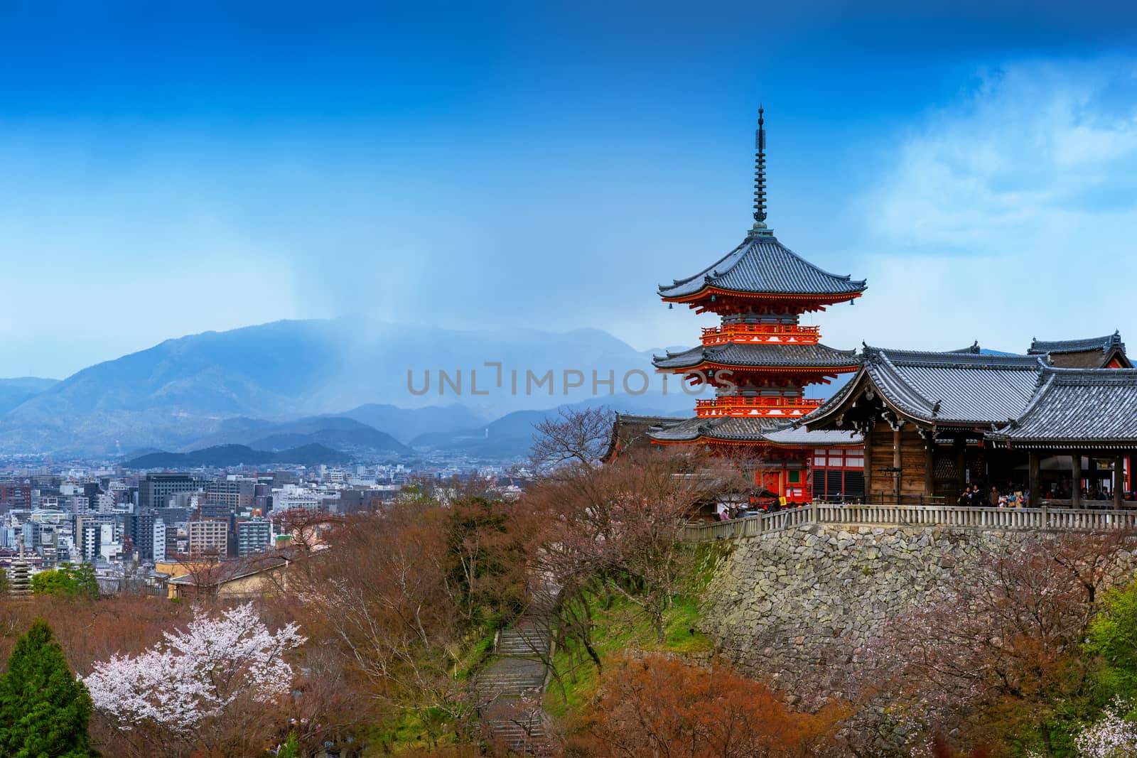 Red pagoda and Kyoto cityscape in Japan. by gutarphotoghaphy