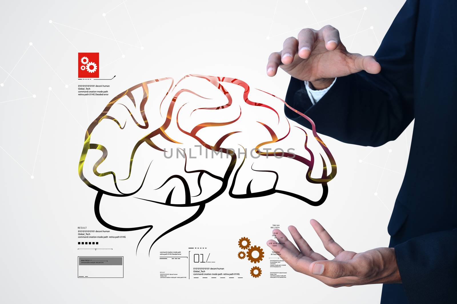 Man showing human brain structure