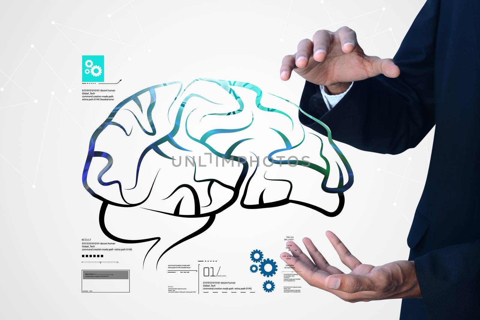 Man showing human brain structure by cuteimage