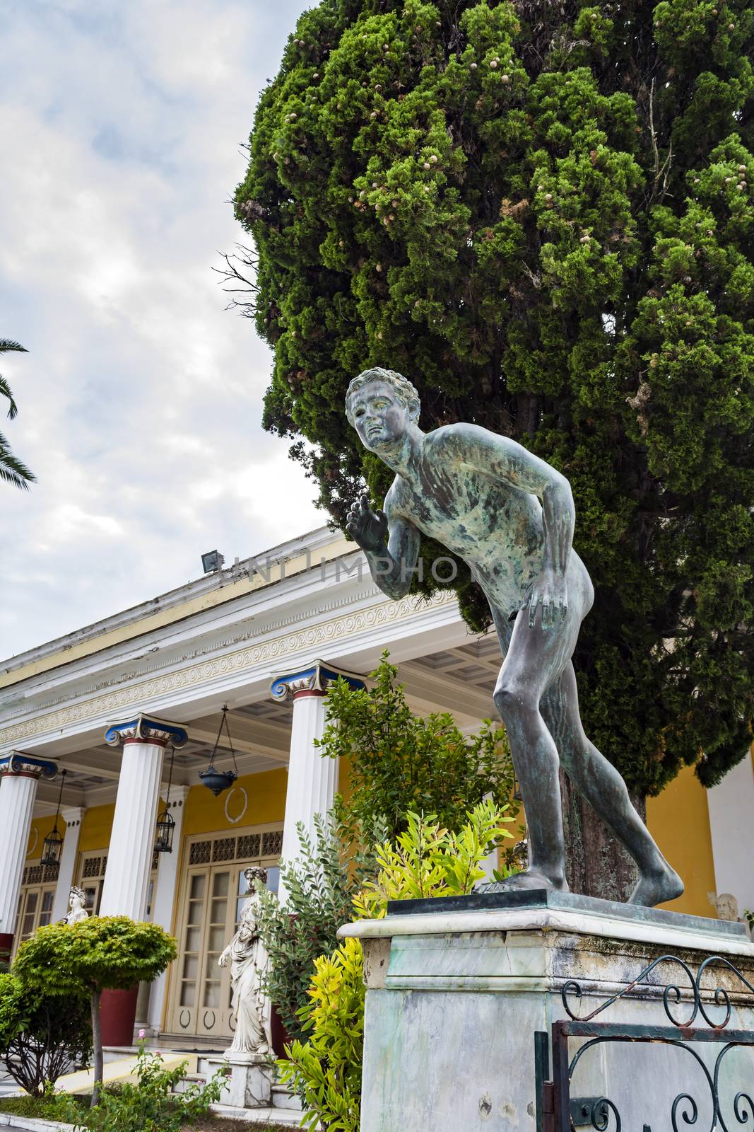 Bronze runner on Achilleion palace of princess Sissy in Corfu, Greece by ankarb