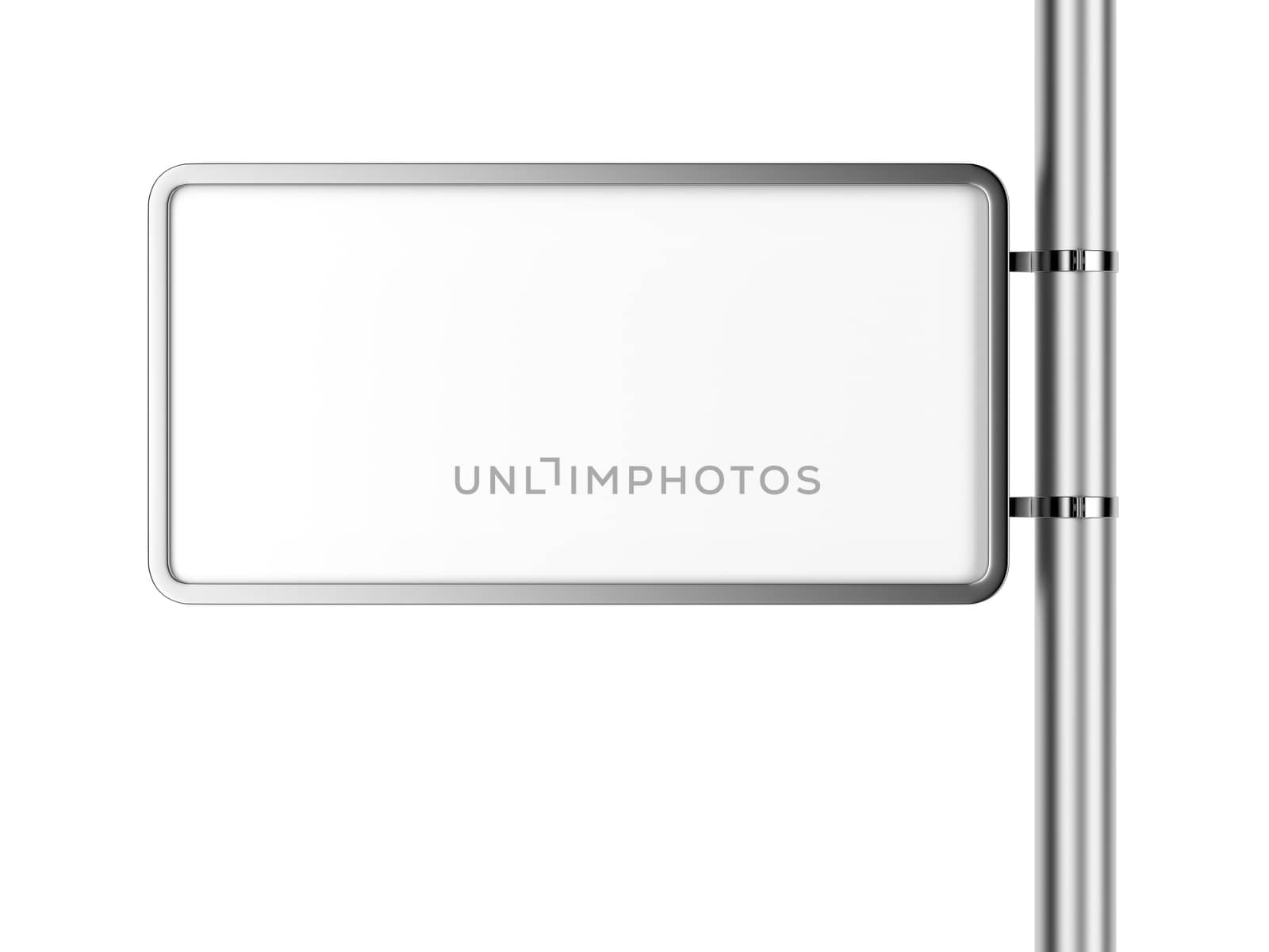 Blank billboard on a column, isolated on white background 