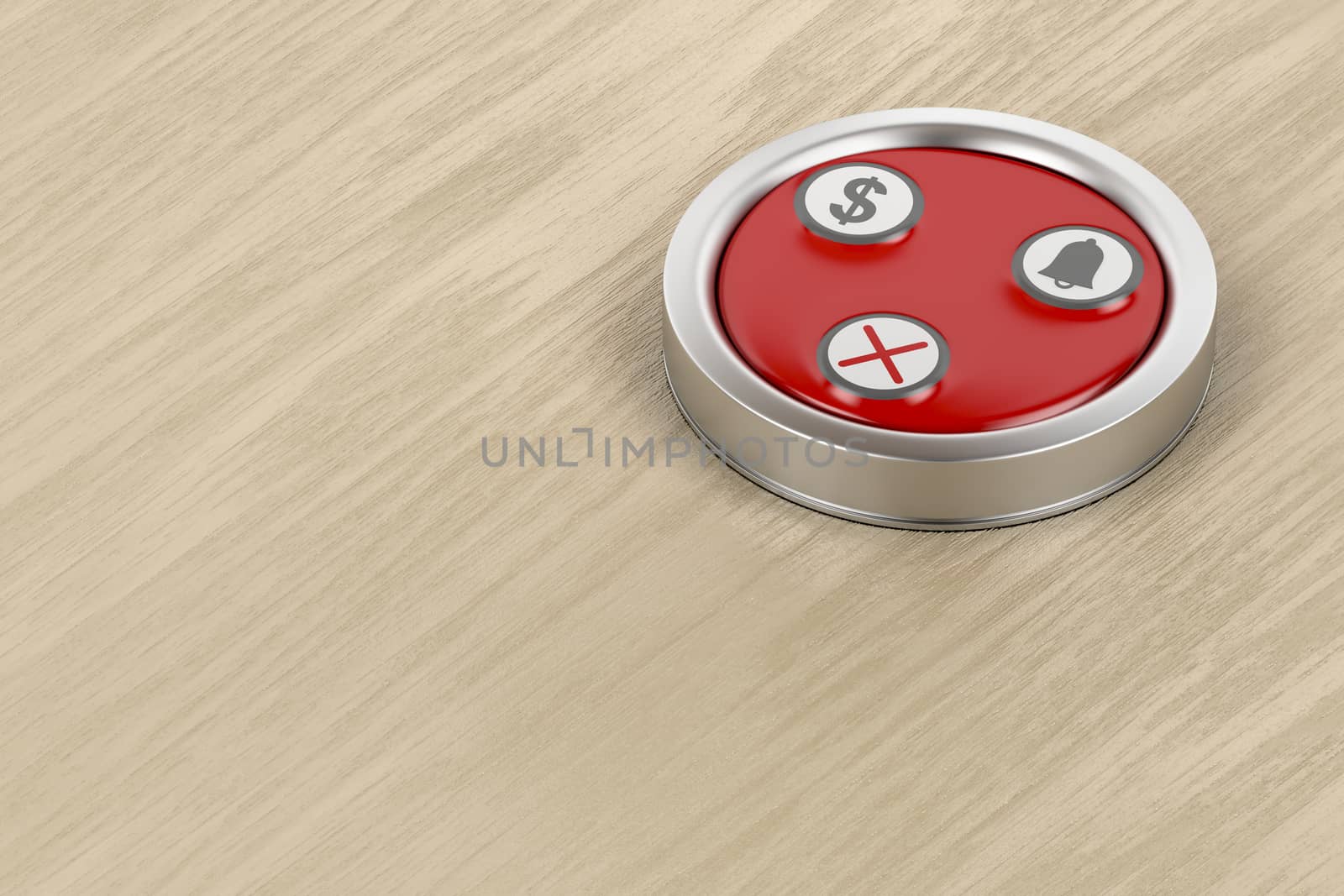 Call button at the restaurant on wood table
