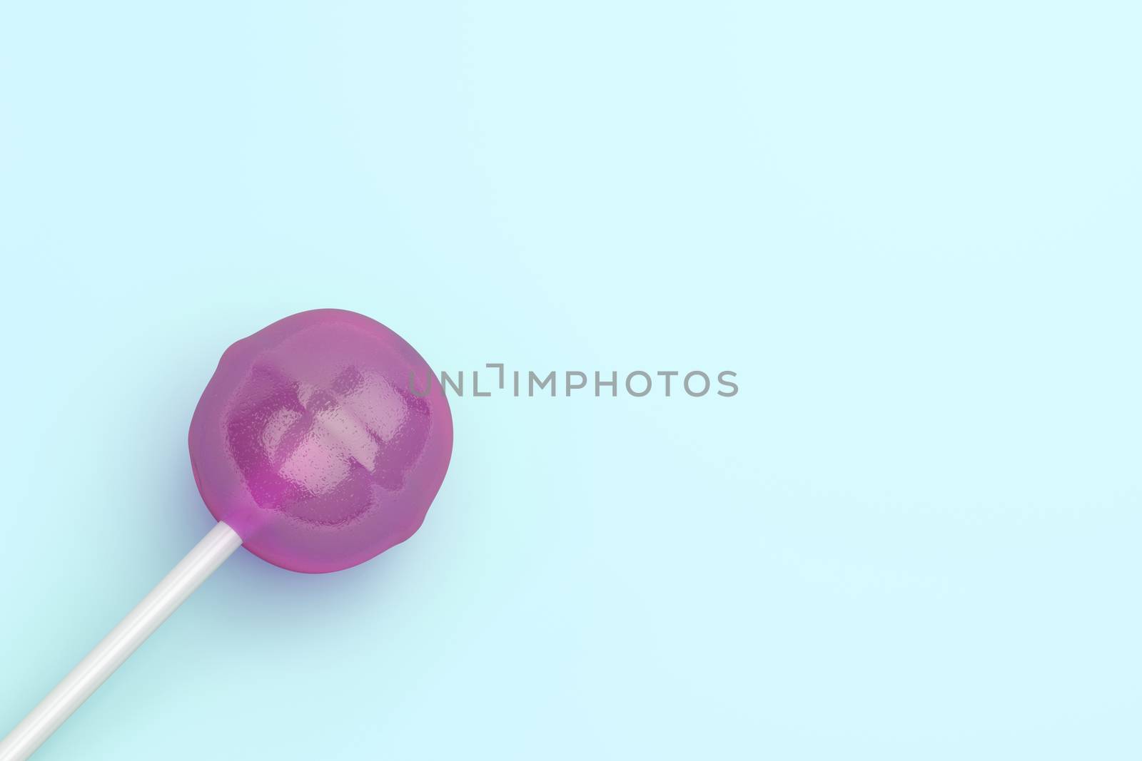 Lollipop on turquoise background, top view 