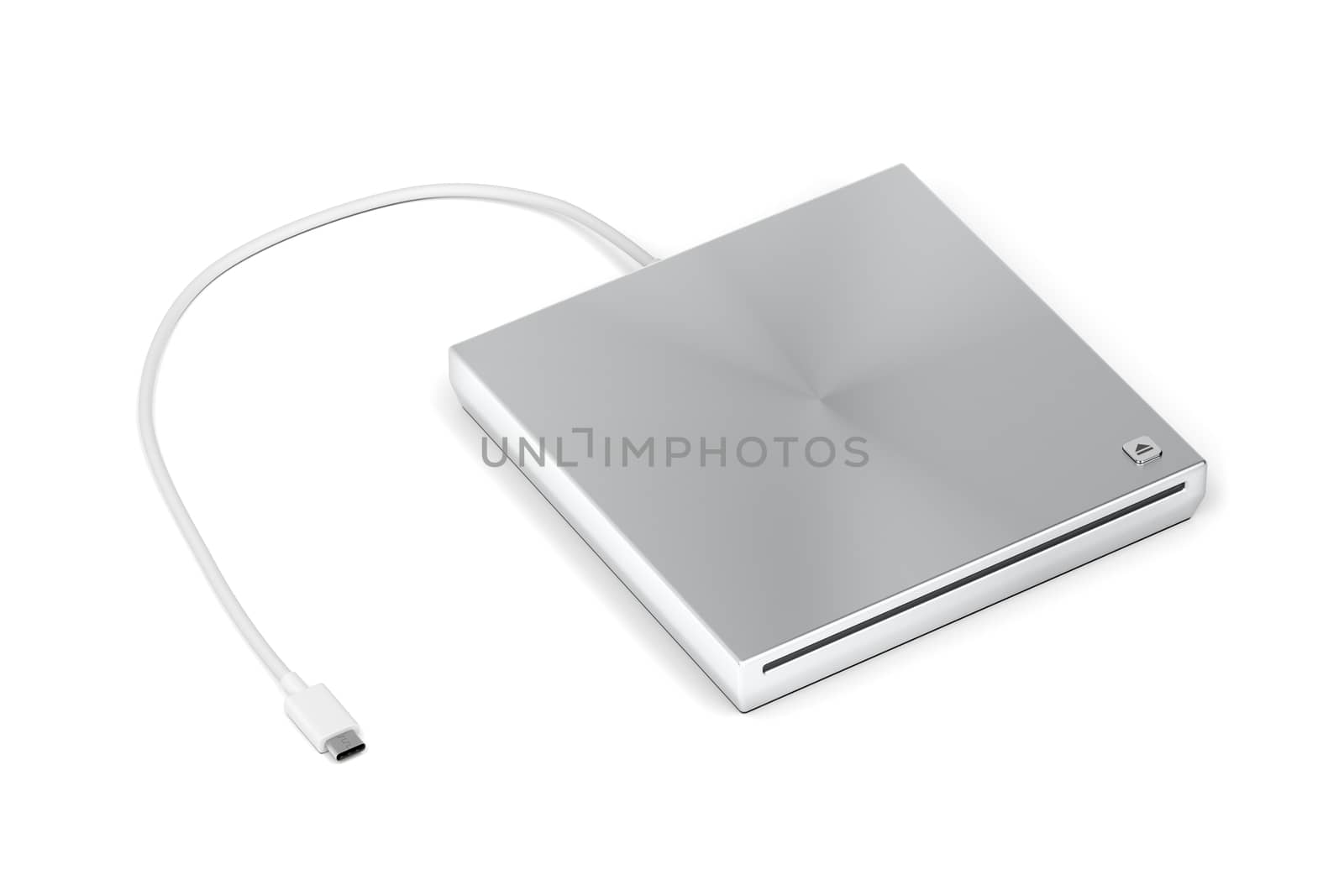 Portable optical disc drive on white background