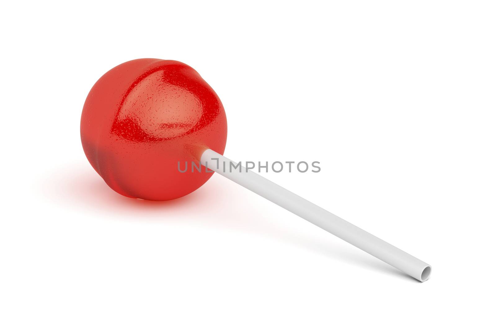 Red lollipop on white background