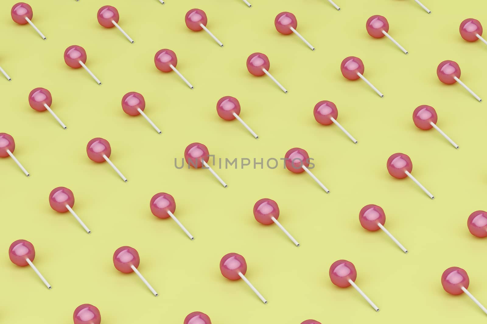 Many rows with sweet lollipops