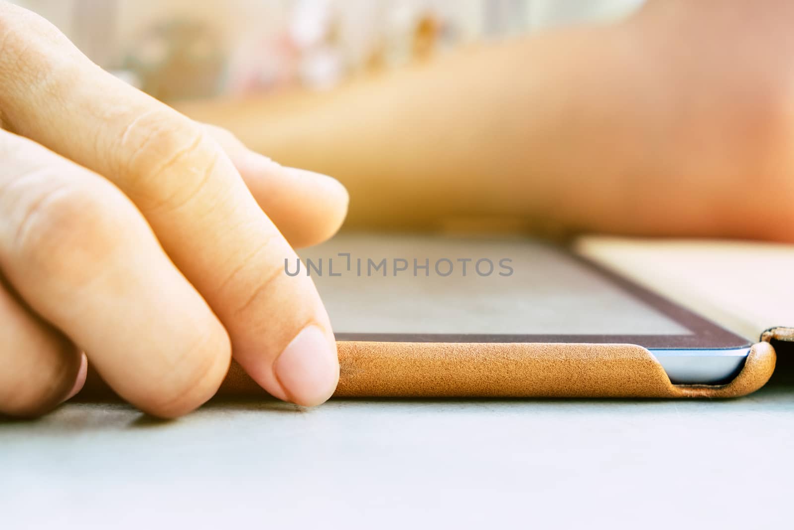 man hands with tablet computer