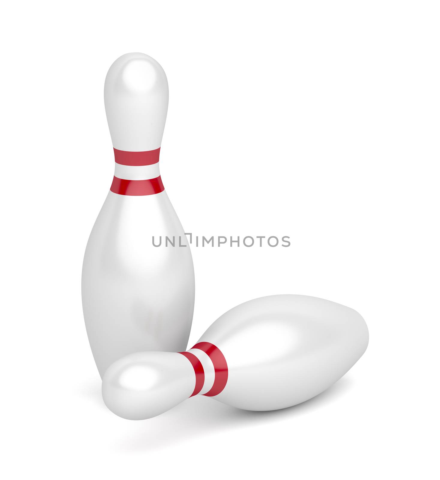 Two bowling pins on white background