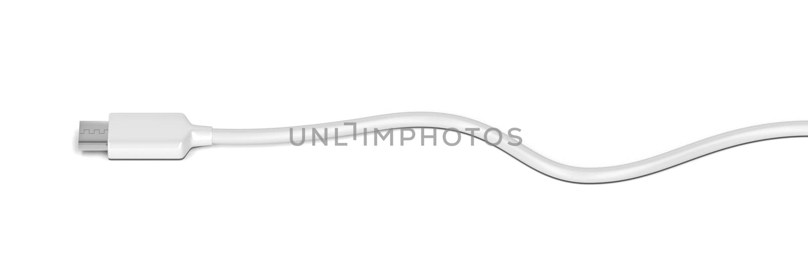 USB-C cable on white background, 3D illustration