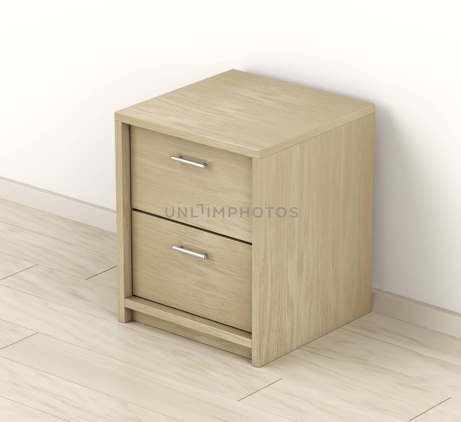 Wooden nightstand in the room