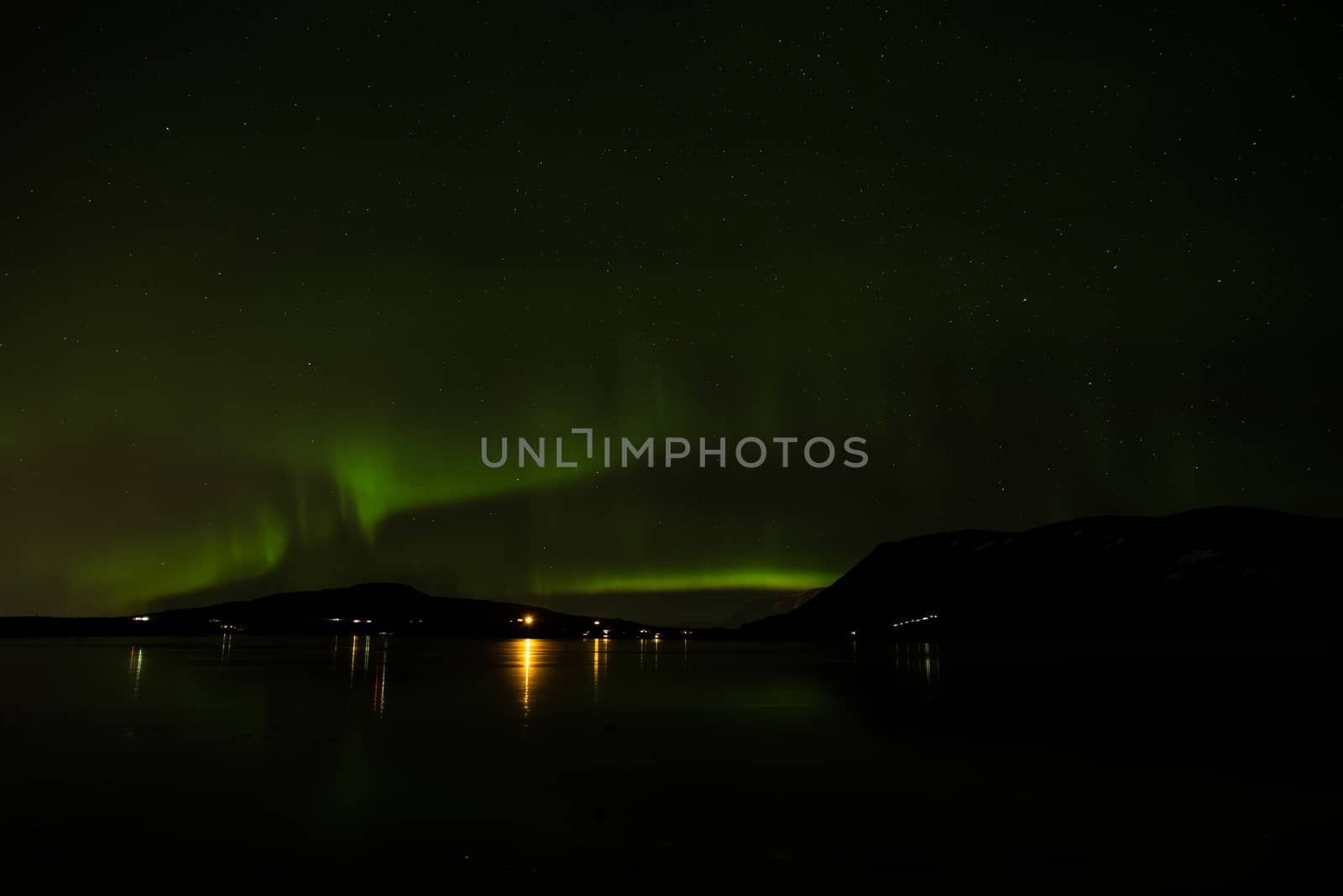 Northern light in Hafravatn lake, Iceland by LuigiMorbidelli