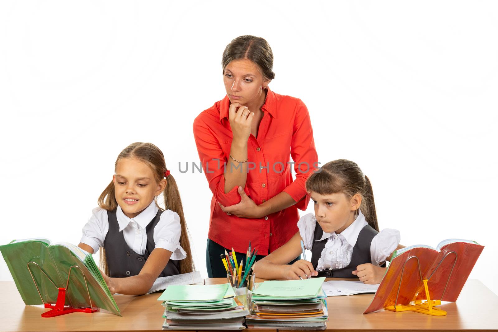 The student asked the teacher a question, the teacher looks at the book in disbelief