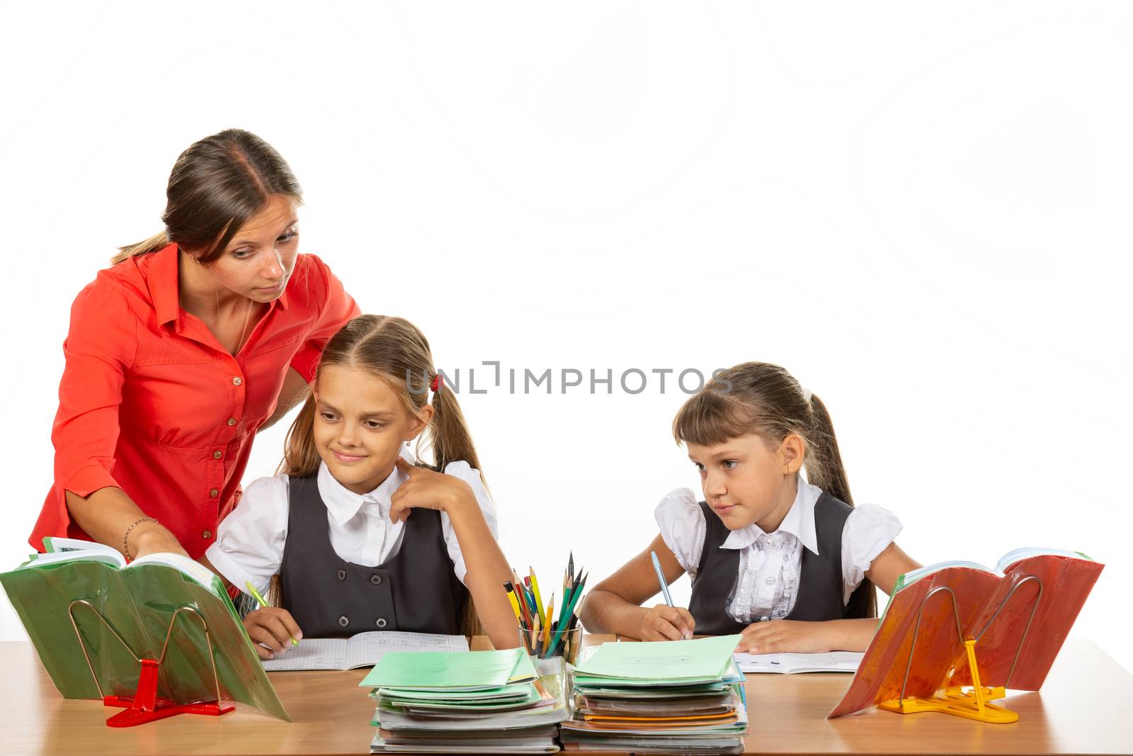 The teacher helps to understand the task of the student