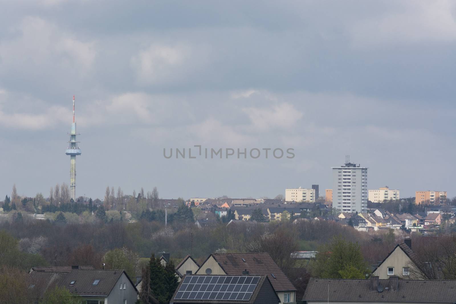 Panoramic shot, skyline of the city of Velbert
with sights