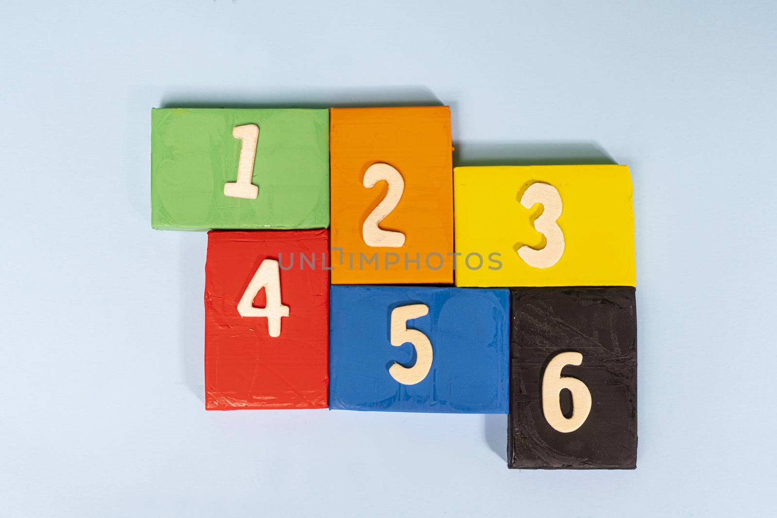 the numbers arranged on colored tiles