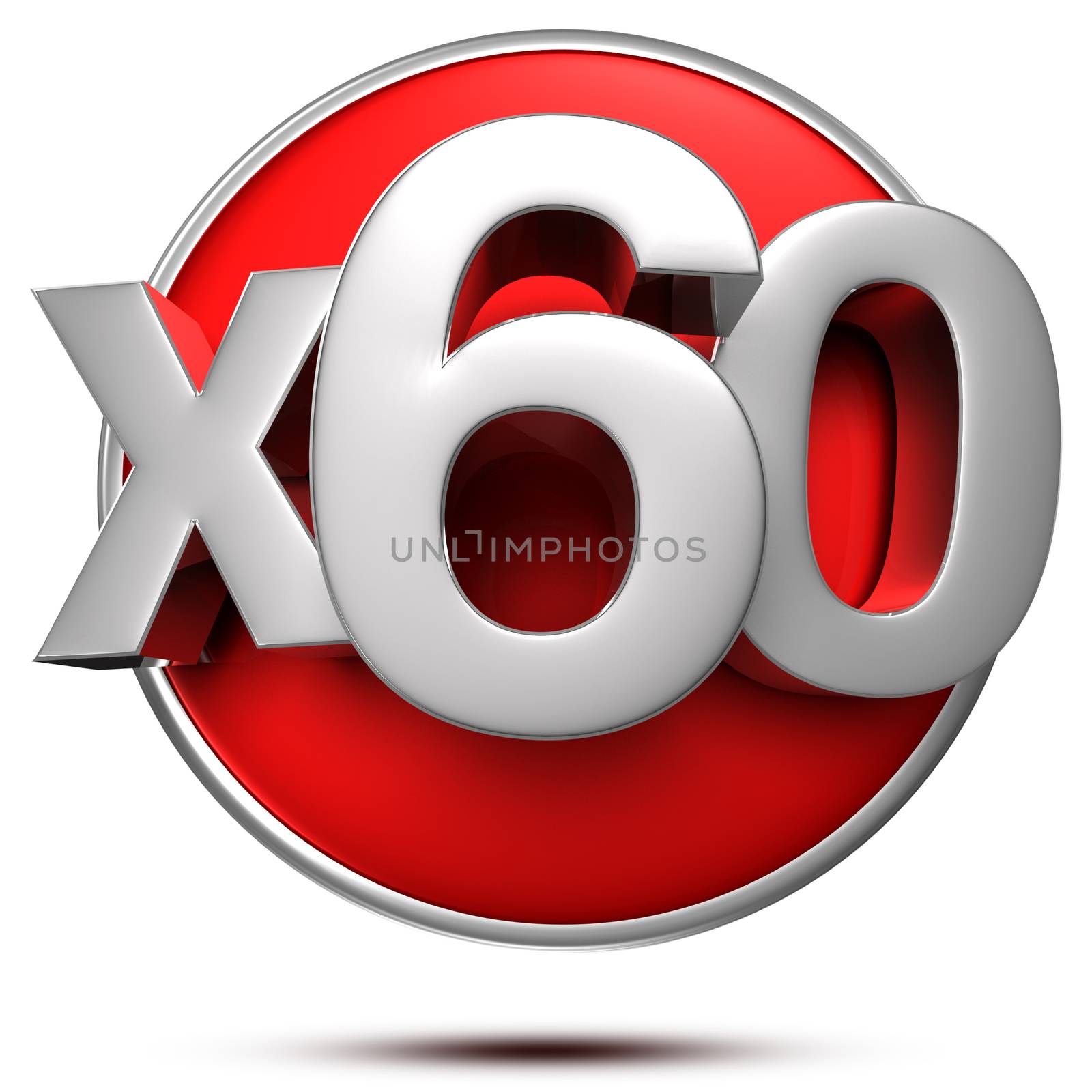 x50 3d rendering on white background.(with Clipping Path).