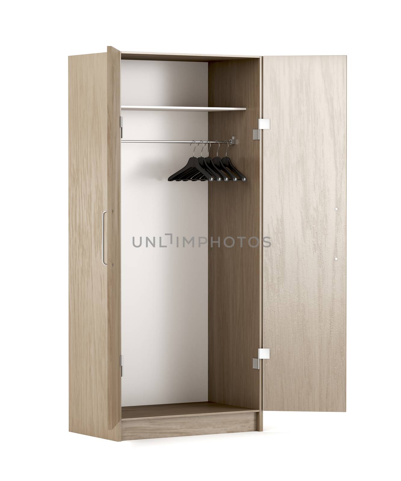 Opened wooden wardrobe, empty inside by magraphics