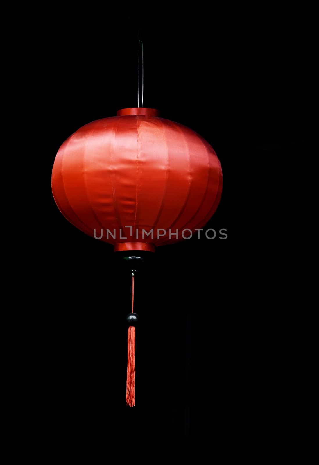 Red decorative Chinese lantern, view from below