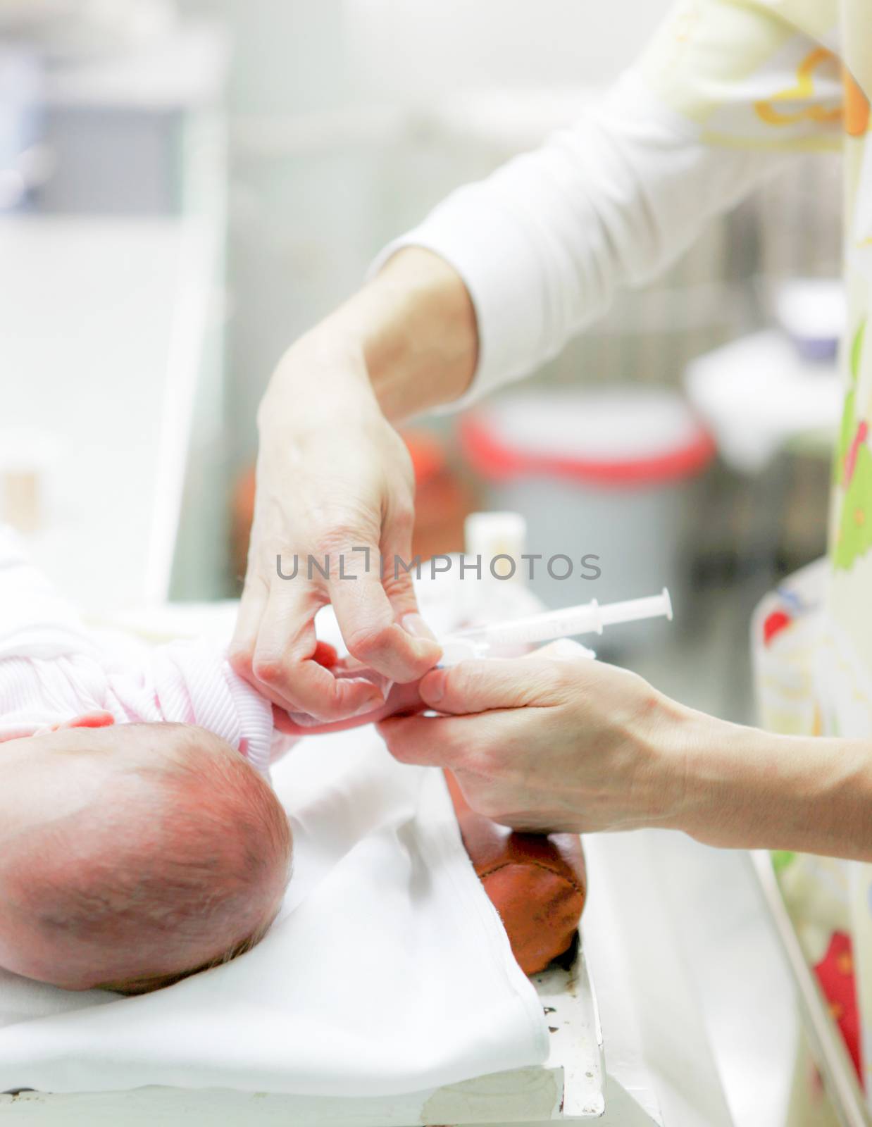 Newborn baby in hospital.